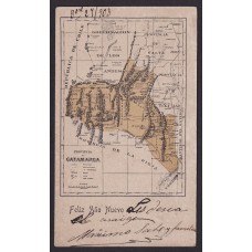 ARGENTINA ENTERO POSTAL GJ TAR-40-B TARJETA POSTAL CON VISTA MAPA DE CATAMARCA USADO U$ 30